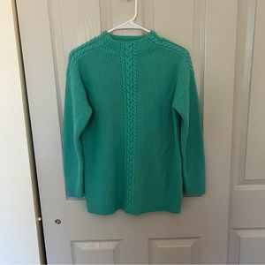 Talbots Mock Neck Sweater Cable Knit Lamb’s Wool Comfy Cozy Seafoam Green